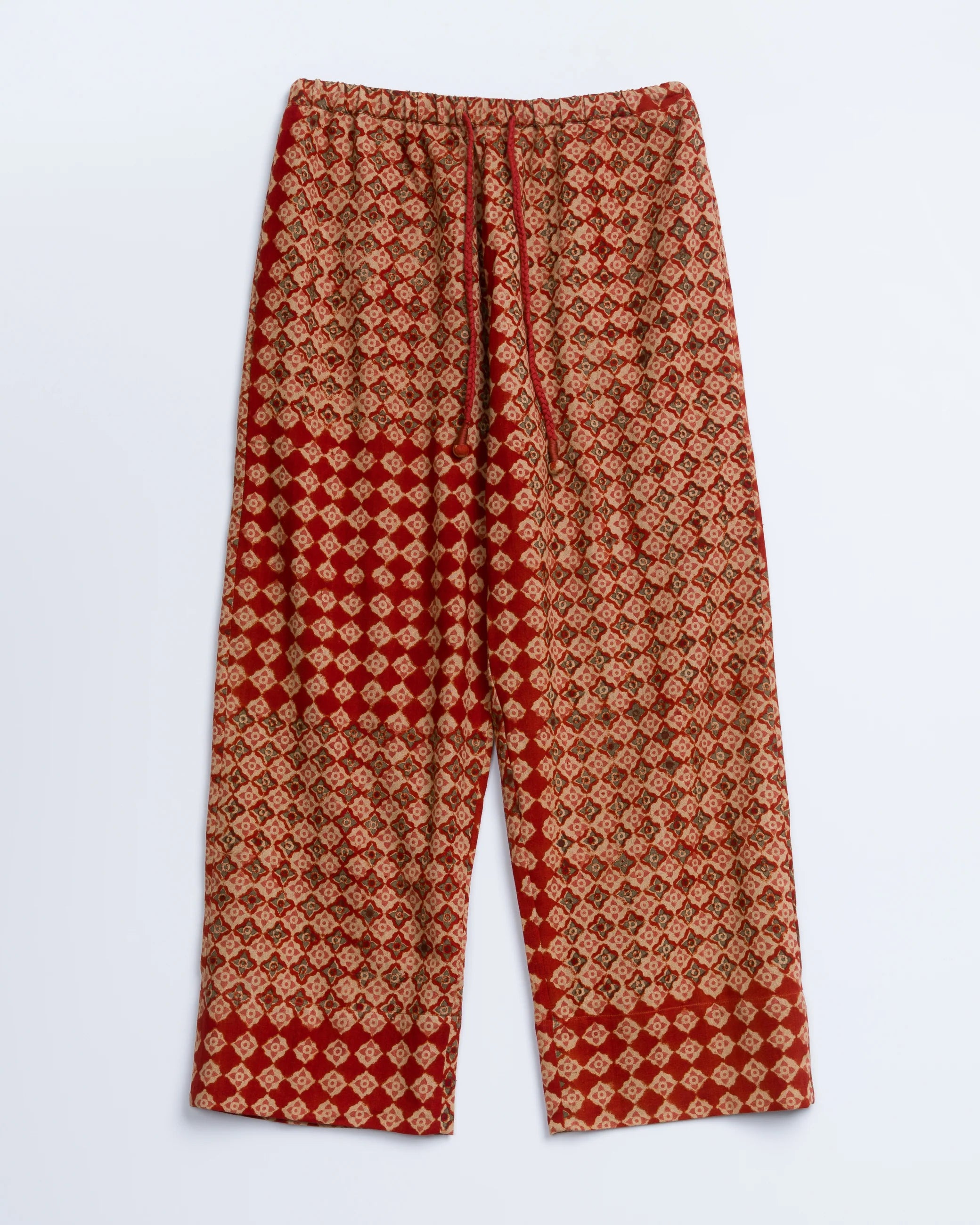 Umber & Ochre Garima Pant in Engineered Tile Block Print Madder